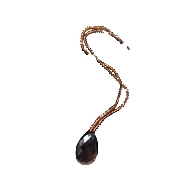 Vintage Miriam Haskell Faceted Black Teardrop Pendant Necklace With Brown Beaded - Picture 7 of 8